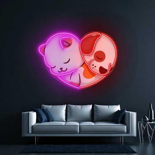 Cat Dog Friendship Led Neon Sign Light Custom Led Signs