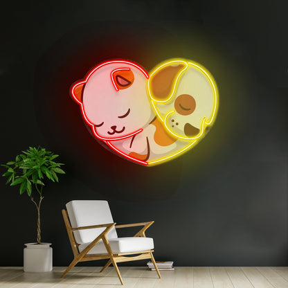 Cat Knocking Over Coffee Neon Signs