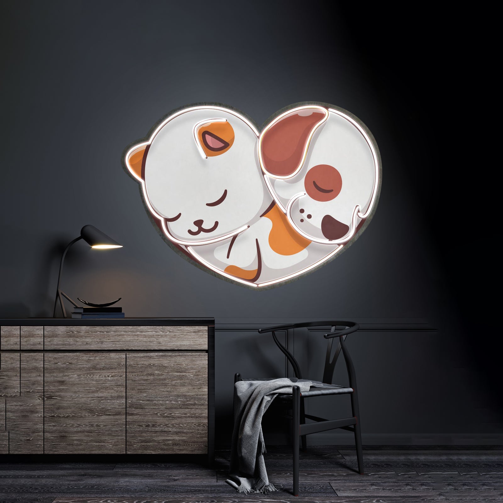 Cat Knocking Over Coffee Neon Signs