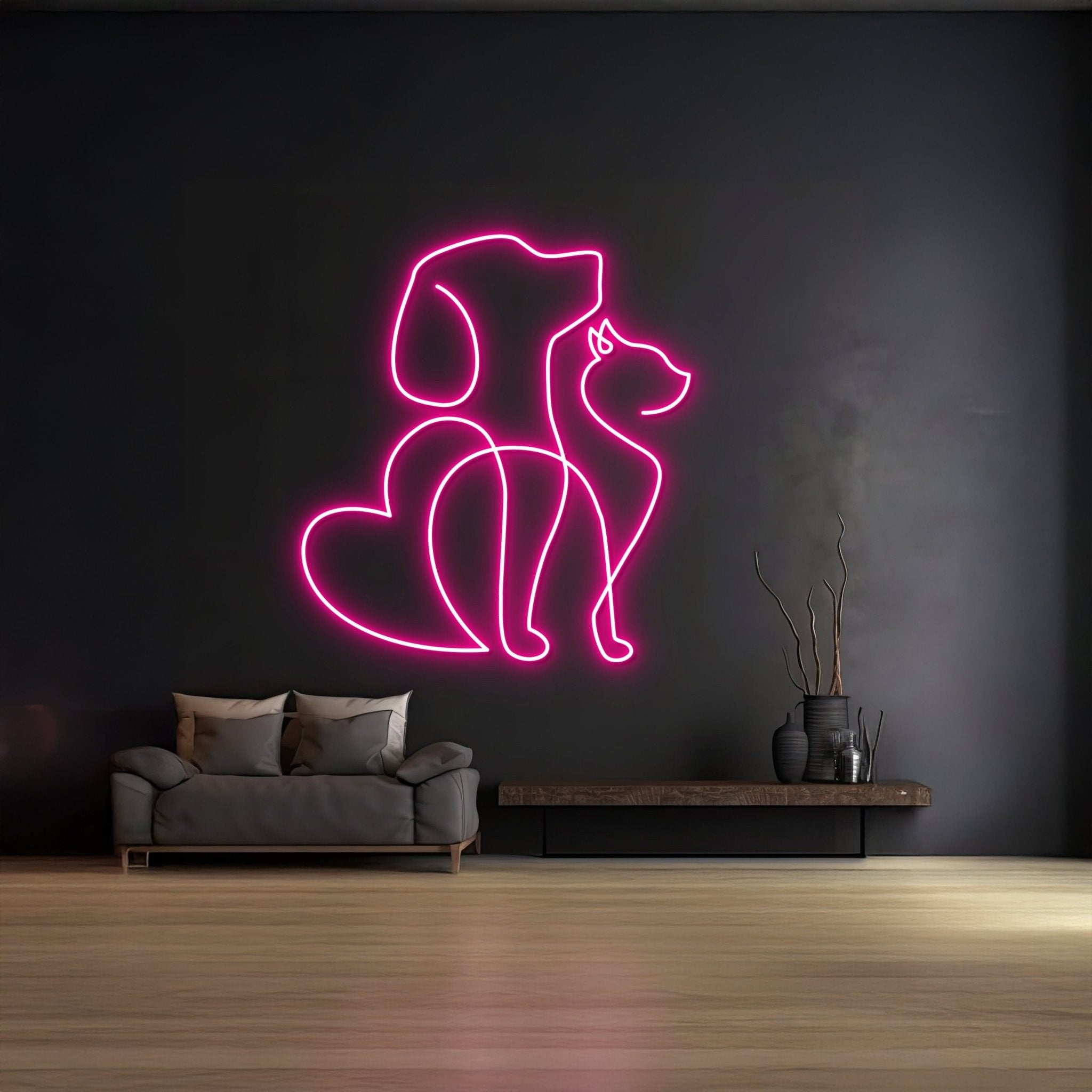 Cat Dog Heart Neon Sign - Shineneon