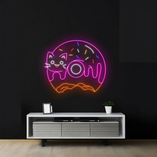 Cat Donut Neon Light