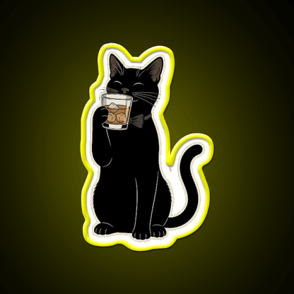 Cat Drinking Whiskey Drink Bar Led Neon Sign Rgb Color - Shineneon