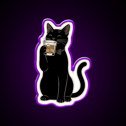 Cat Drinking Whiskey Drink Bar Led Neon Sign Rgb Color - Shineneon
