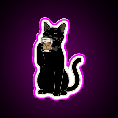 Cat Drinking Whiskey Drink Bar Led Neon Sign Rgb Color - Shineneon