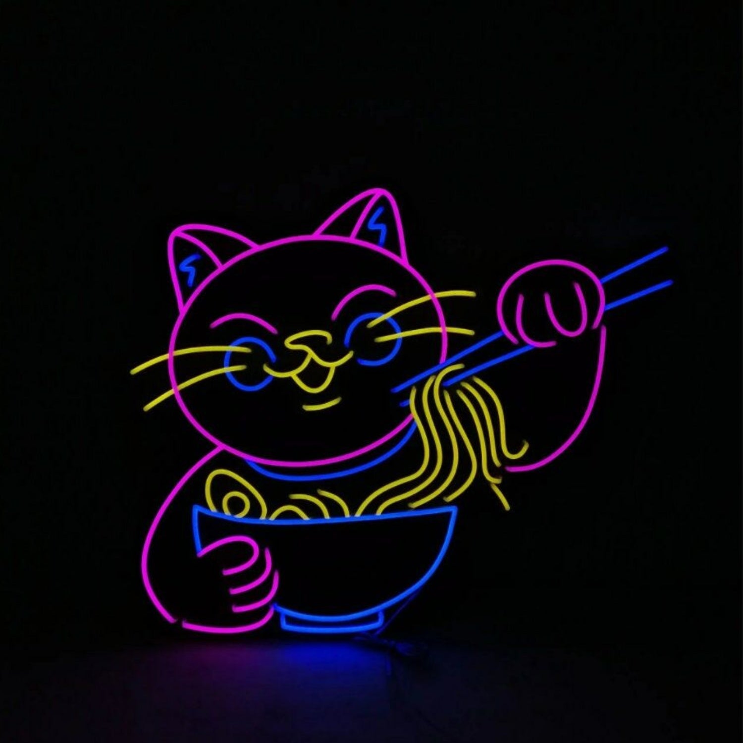 Cat Eating Noodles Led Neon Sign - Shineneon