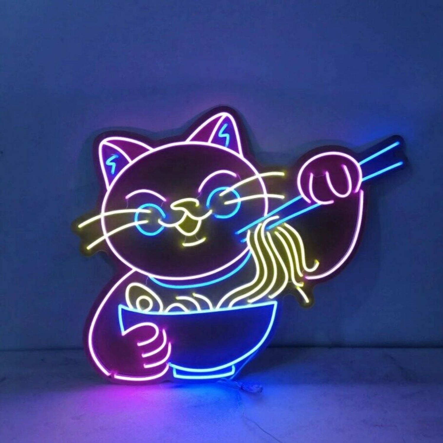 Cat Eating Noodles Led Neon Sign - Shineneon