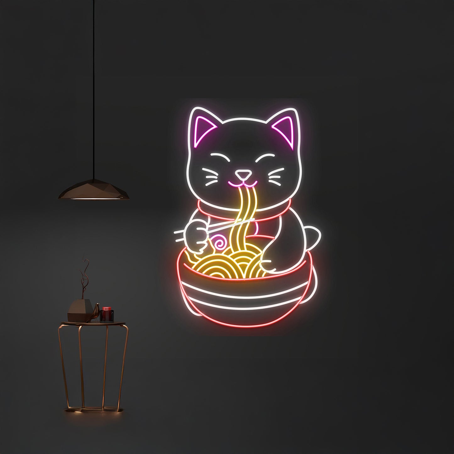 Cat Eating Ramen Led Light