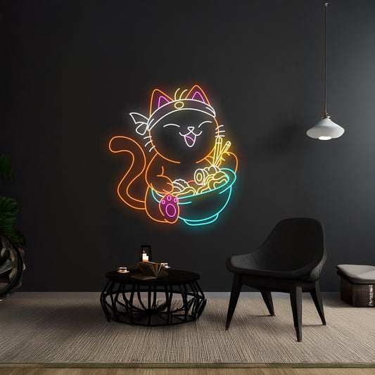 Cat Eats Ramen Led Neon Signs