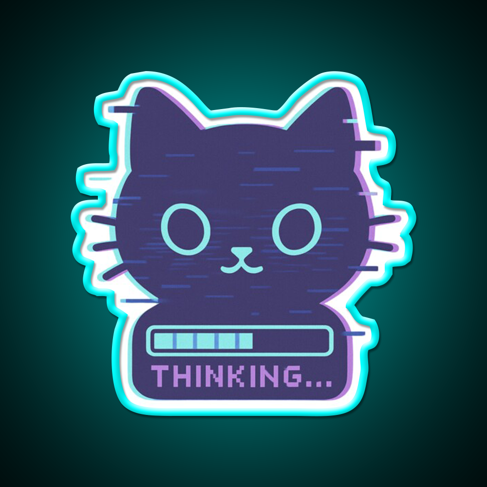 Cat Glitch Meme Man Cave Bar Led Neon Sign Rgb Color