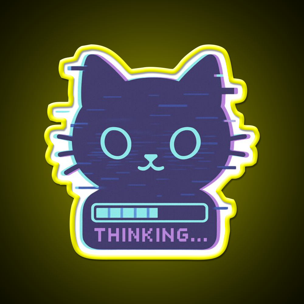 Cat Glitch Meme Man Cave Bar Led Neon Sign Rgb Color