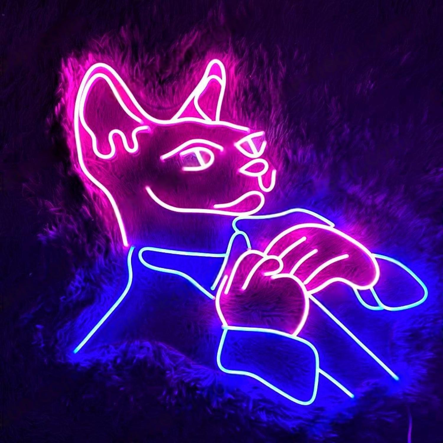 Cat God Red-White Playful Led Neon Sign For Indoor Home Bar Cafe | Shineneon