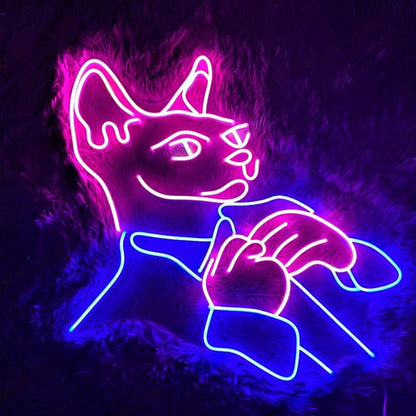 Cat God Red-White Playful Led Neon Sign For Indoor Home Bar Cafe | Shineneon