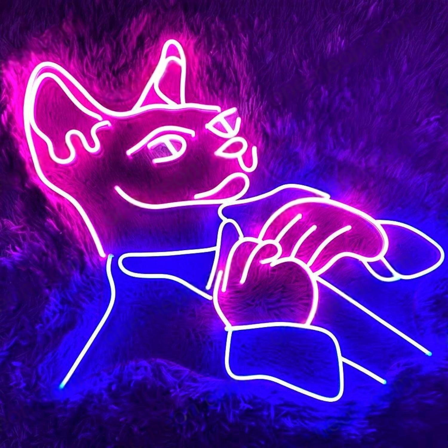 Cat God Red-White Playful Led Neon Sign For Indoor Home Bar Cafe | Shineneon