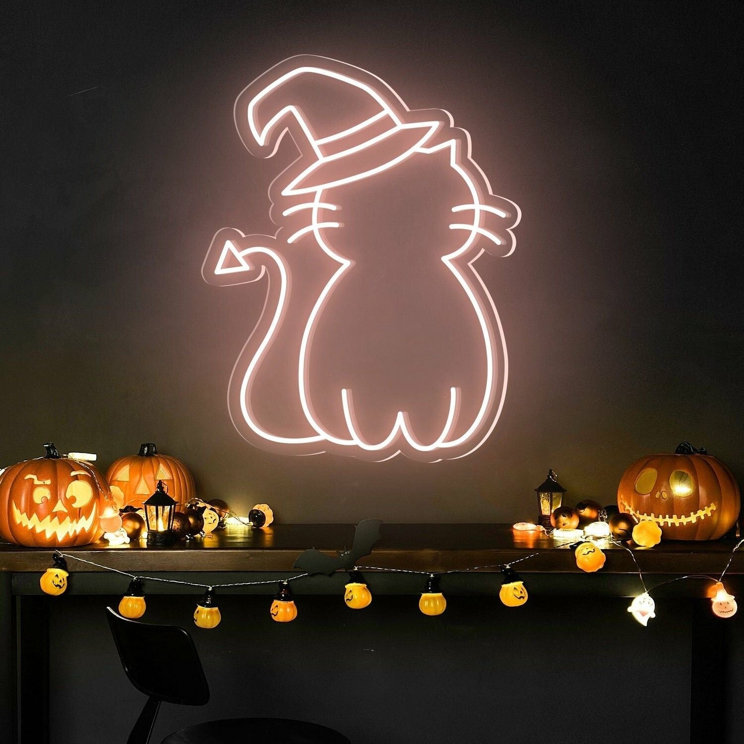 Cat Hat Cute Halloween Led Neon Sign - Shineneon