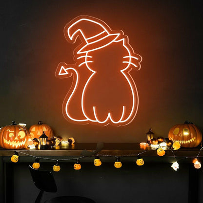 Cat Hat Cute Halloween Led Neon Sign - Shineneon