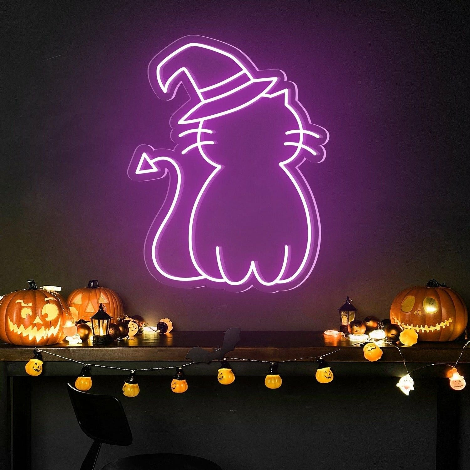 Cat Hat Cute Halloween Led Neon Sign - Shineneon
