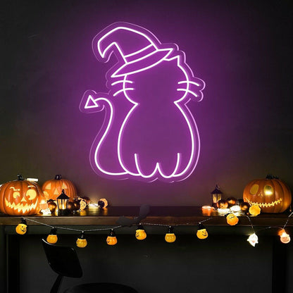 Cat Hat Cute Halloween Led Neon Sign - Shineneon