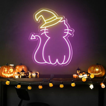Cat Hat Cute Halloween Led Neon Sign - Shineneon