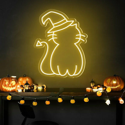 Cat Hat Cute Halloween Led Neon Sign - Shineneon