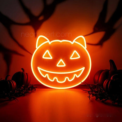 Cat Jack-O-Lantern Led Neon Sign Halloween Party Decor | Shineneon