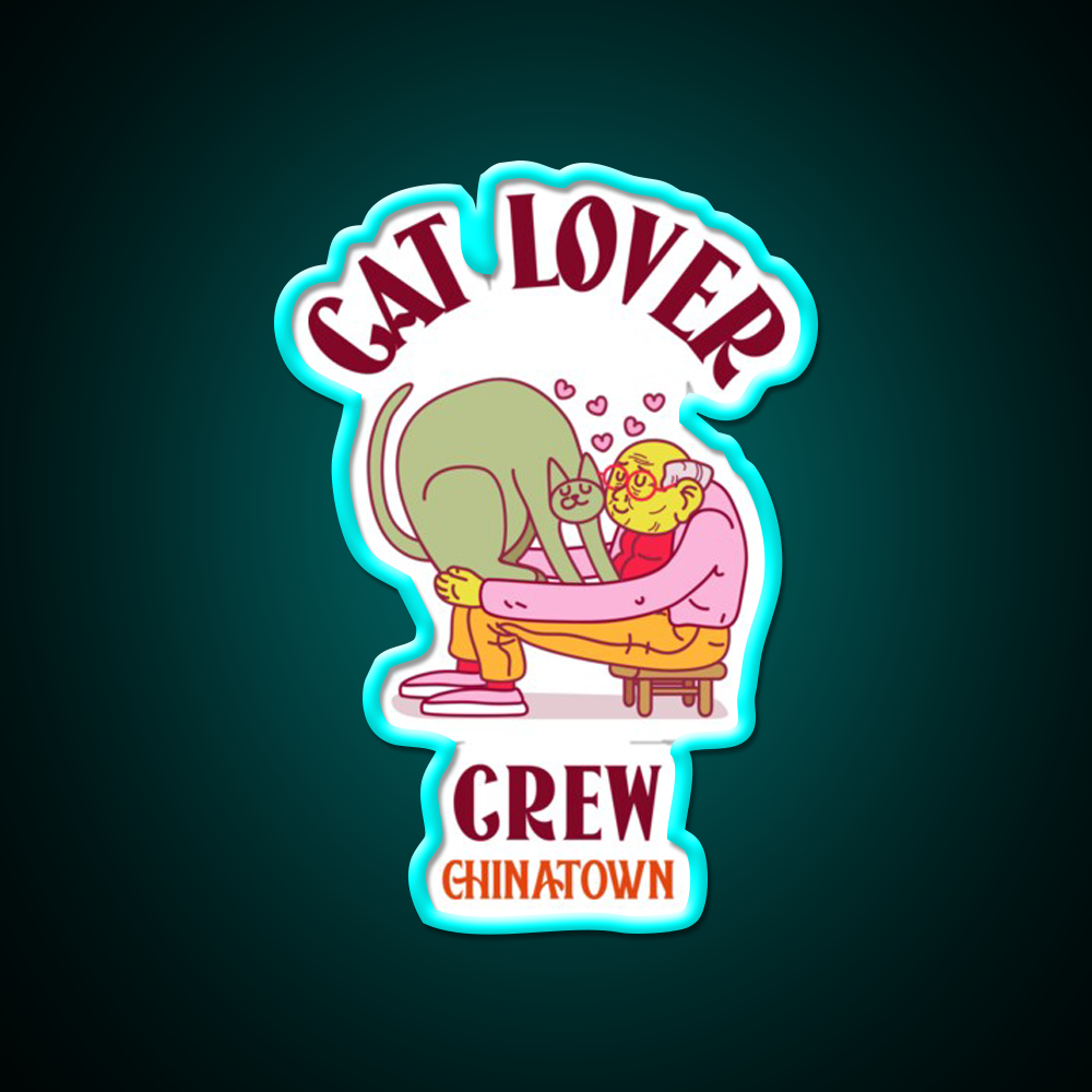 Cat Lover Crew Chinatown Asian Cultural Led Neon Sign Rgb Color - Size and dimension reference