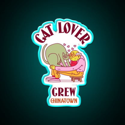 Cat Lover Crew Chinatown Asian Cultural Led Neon Sign Rgb Color - Size and dimension reference