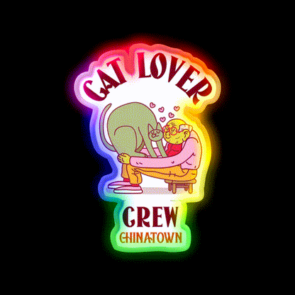 Cat Lover Crew Chinatown Asian Cultural Led Neon Sign Rgb Color - LED neon sign close-up detail
