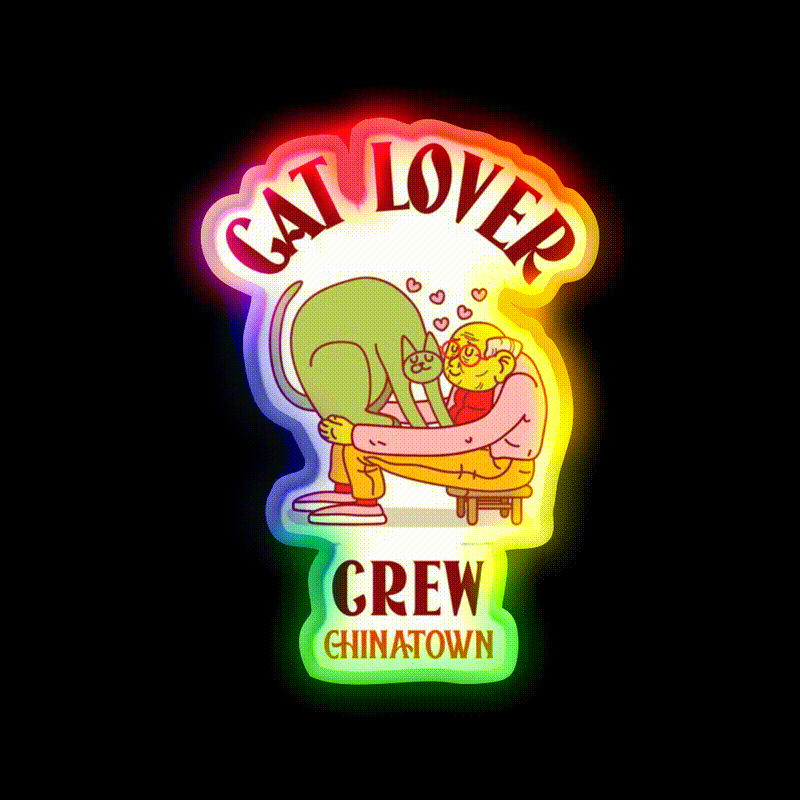 Cat Lover Crew Chinatown Asian Cultural Led Neon Sign Rgb Color - LED neon sign close-up detail
