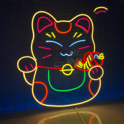 Cat Lucky Led Neon Sign Wall Art | Shineneon