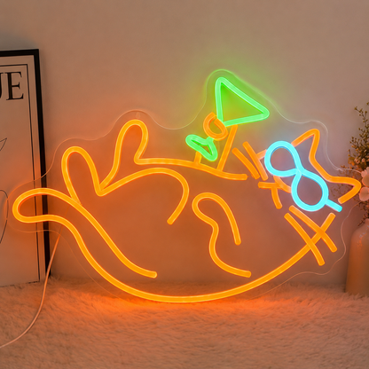 Cat Martini LED Neon Sign For Wall Decor Bar Neon Light Red Cat main product image
