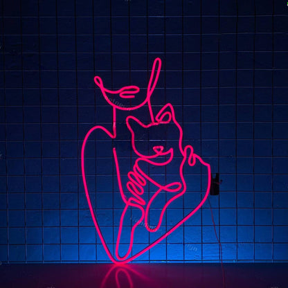 Cat Mom Led Neon Sign Woman With Kitty Led Neon Sign | Shineneon