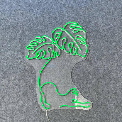 Cat Monstera Leaf Led Neon Sign | Shineneon
