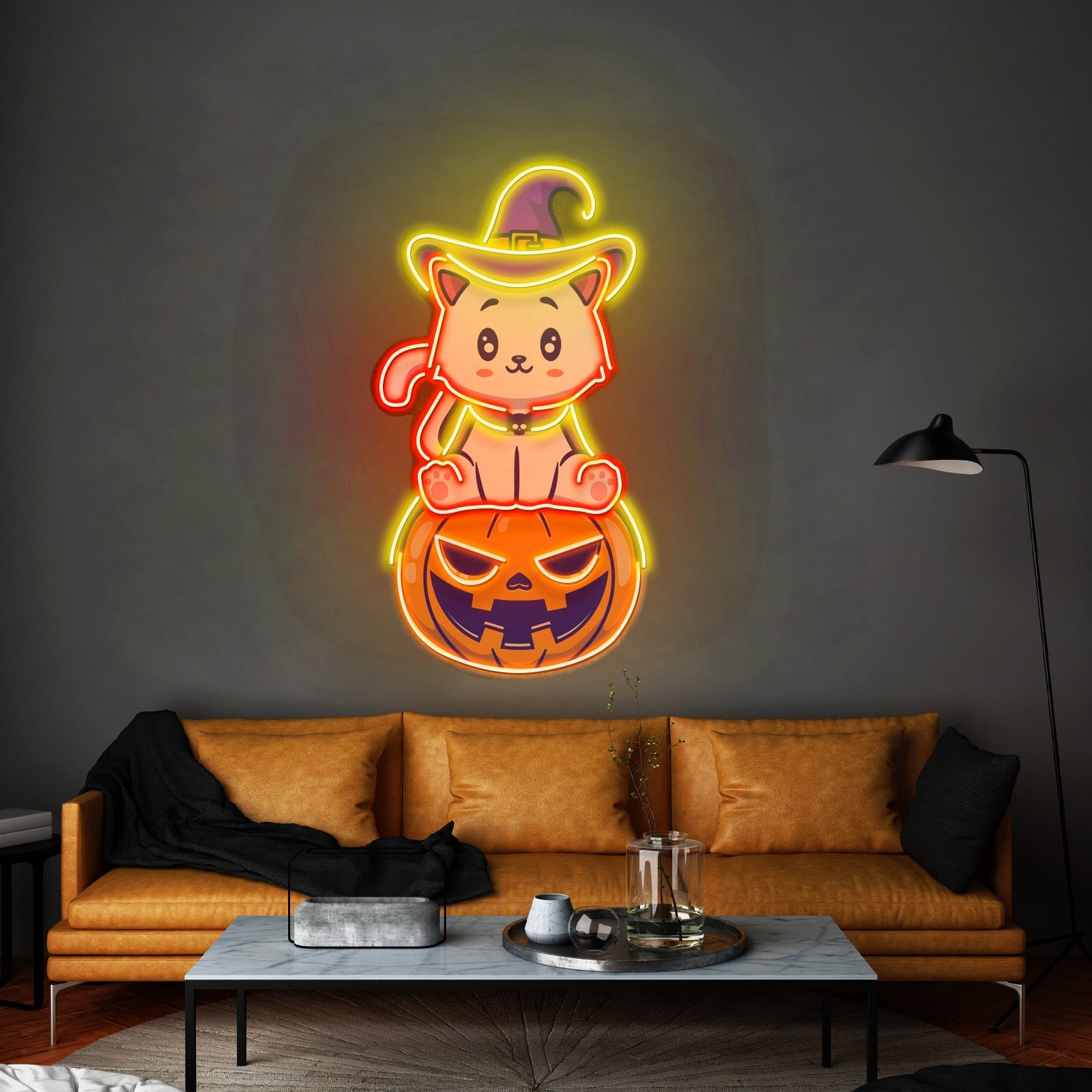 Cat On Pumpkin Led Neon Sign Light Custom Led Signs - Shineneon