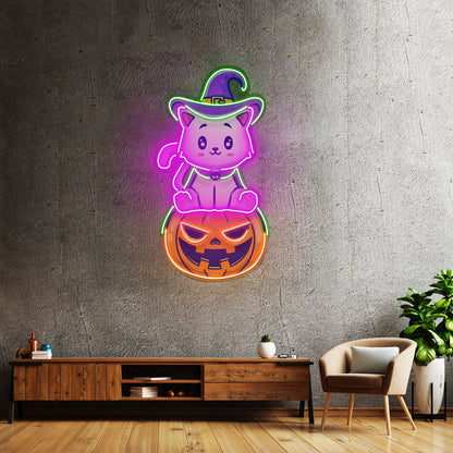 Cat On Pumpkin Led Neon Sign Light Custom Led Signs - Shineneon
