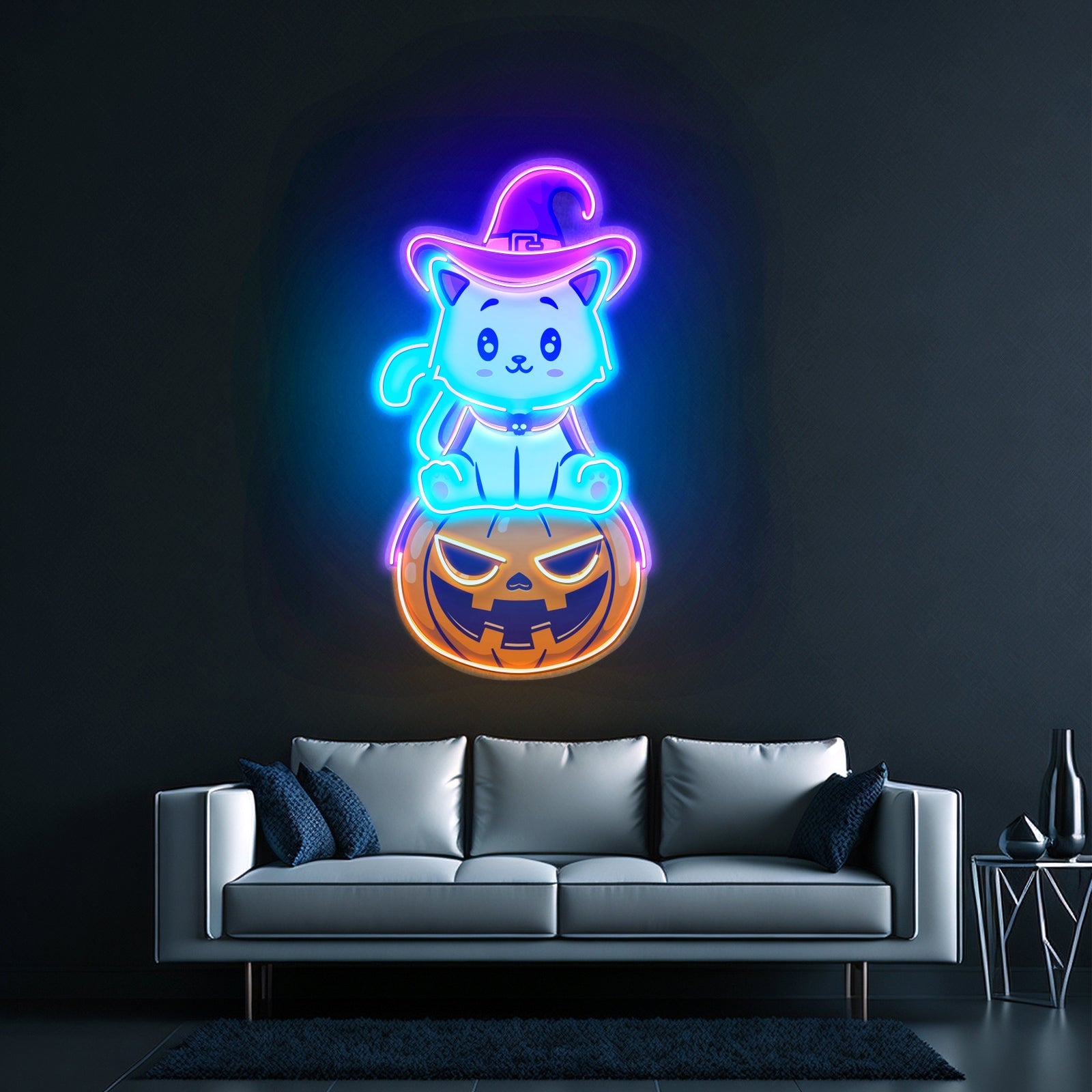 Cat On Pumpkin Led Neon Sign Light Custom Led Signs - Shineneon