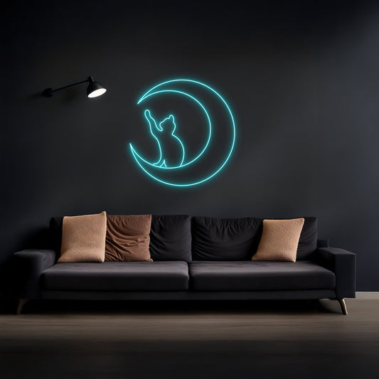 Cat On The Moon Neon Sign