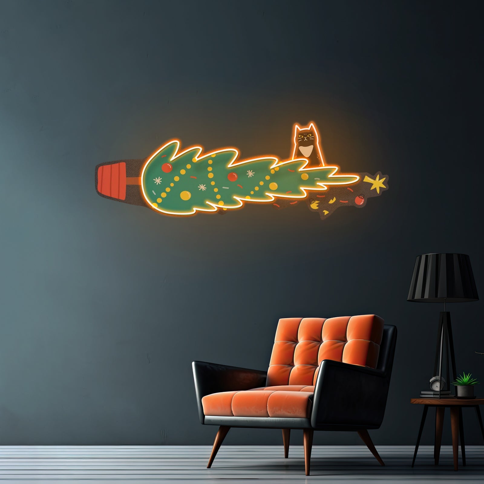 Cat Proof Christmas Tree Neon Sign Artwork For Sale