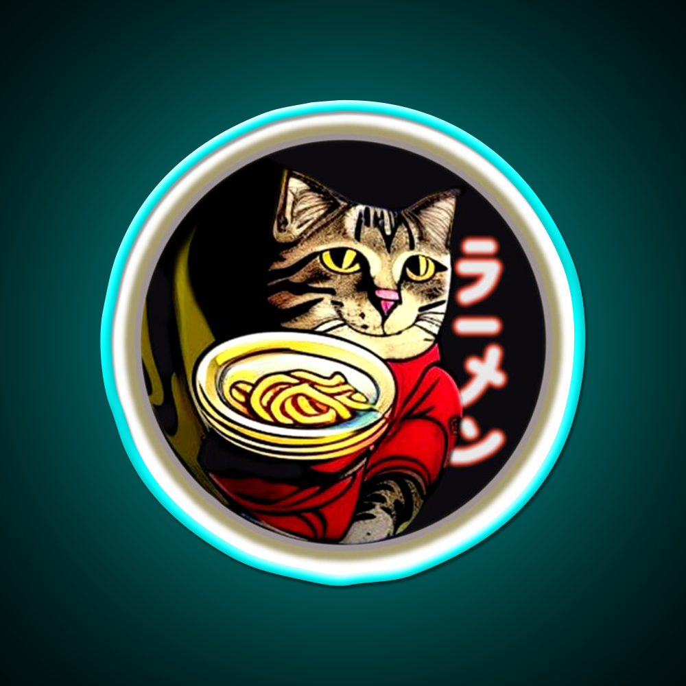 Cat Ramen Asian Cultural Led Neon Sign Rgb Color - Size and dimension reference