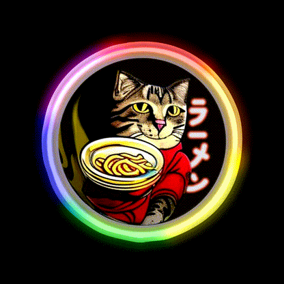 Cat Ramen Asian Cultural Led Neon Sign Rgb Color - LED neon sign close-up detail
