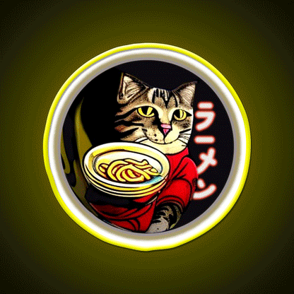 Cat Ramen Asian Cultural Led Neon Sign Rgb Color - Custom LED neon sign front view