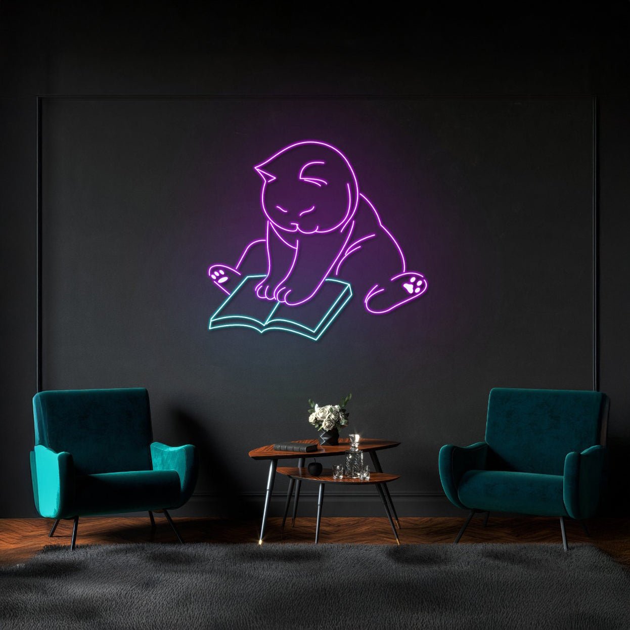 Cat Reading Book Led Sign - Shineneon