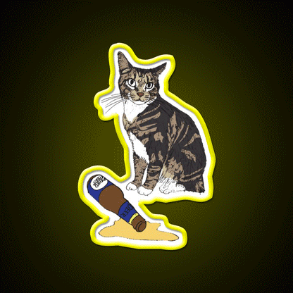Cat Spilled Beer Bar Decor Led Neon Sign Rgb Color - Custom LED neon sign front view