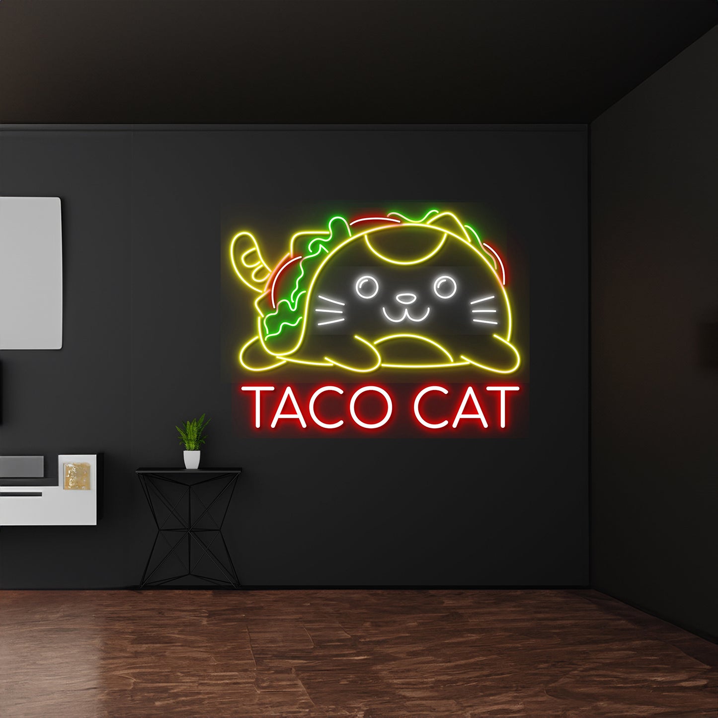 Cat Taco Led Light Mexican Food Wall Art Decor