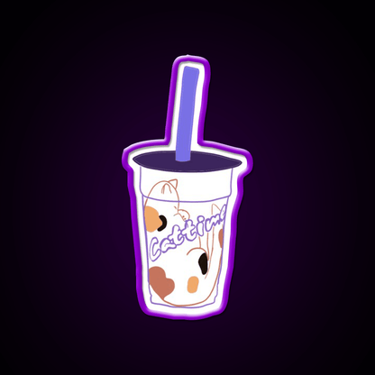 Cat Time Bubble Tea Led Neon Sign Chinese Food Rgb Color - Shineneon