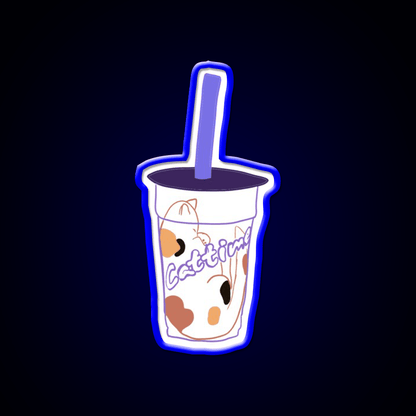 Cat Time Bubble Tea Led Neon Sign Chinese Food Rgb Color - Shineneon