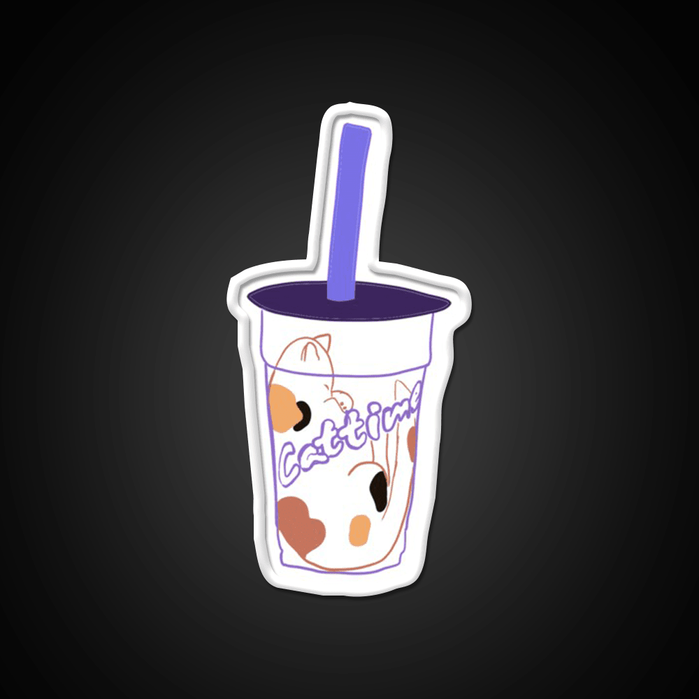 Cat Time Bubble Tea Led Neon Sign Chinese Food Rgb Color - Shineneon