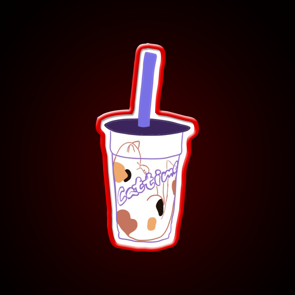 Cat Time Bubble Tea Led Neon Sign Chinese Food Rgb Color - Shineneon