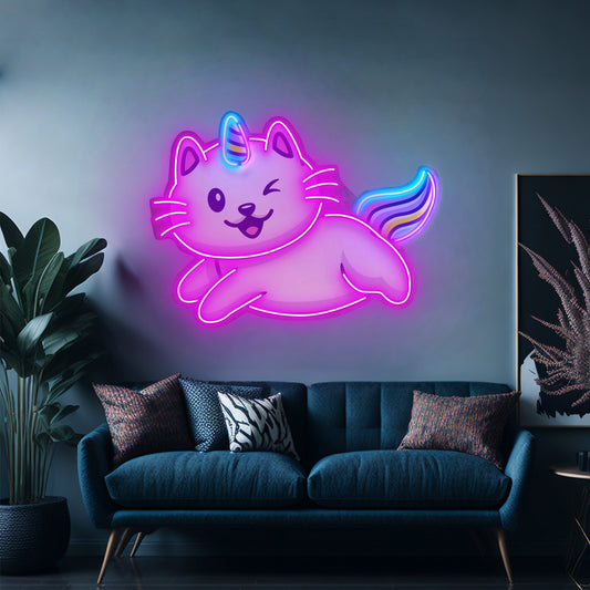 Cat Unicorn Flying Led Neon Sign Light Custom Led Signs