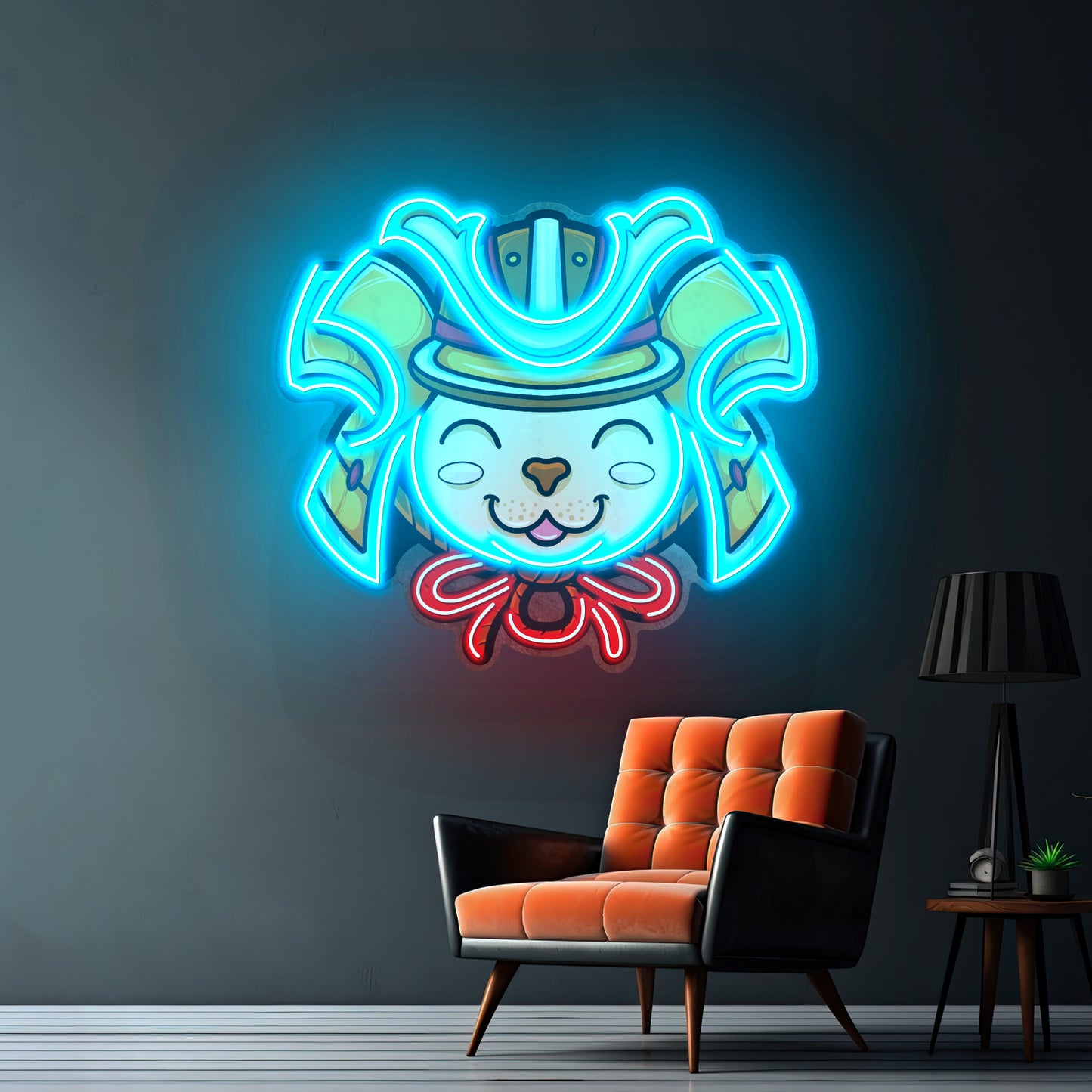 Cat Wearing Samurai Helmet Led Neon Sign Light Custom Led Signs