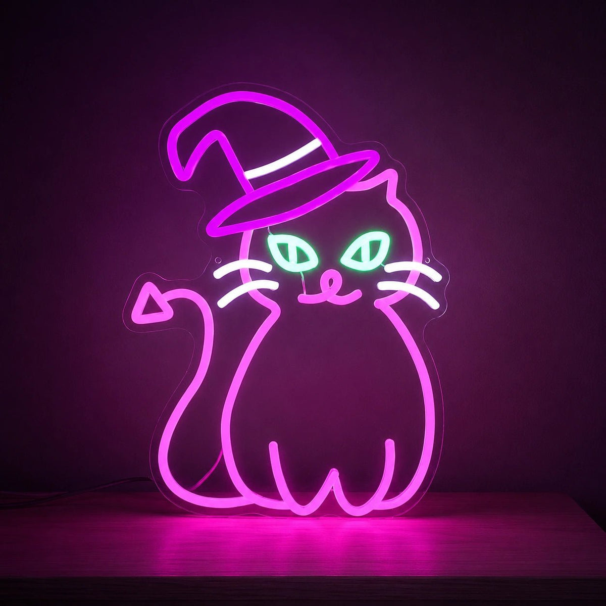 Cat Wearing Witch Hat LED Neon Sign - Shineneon